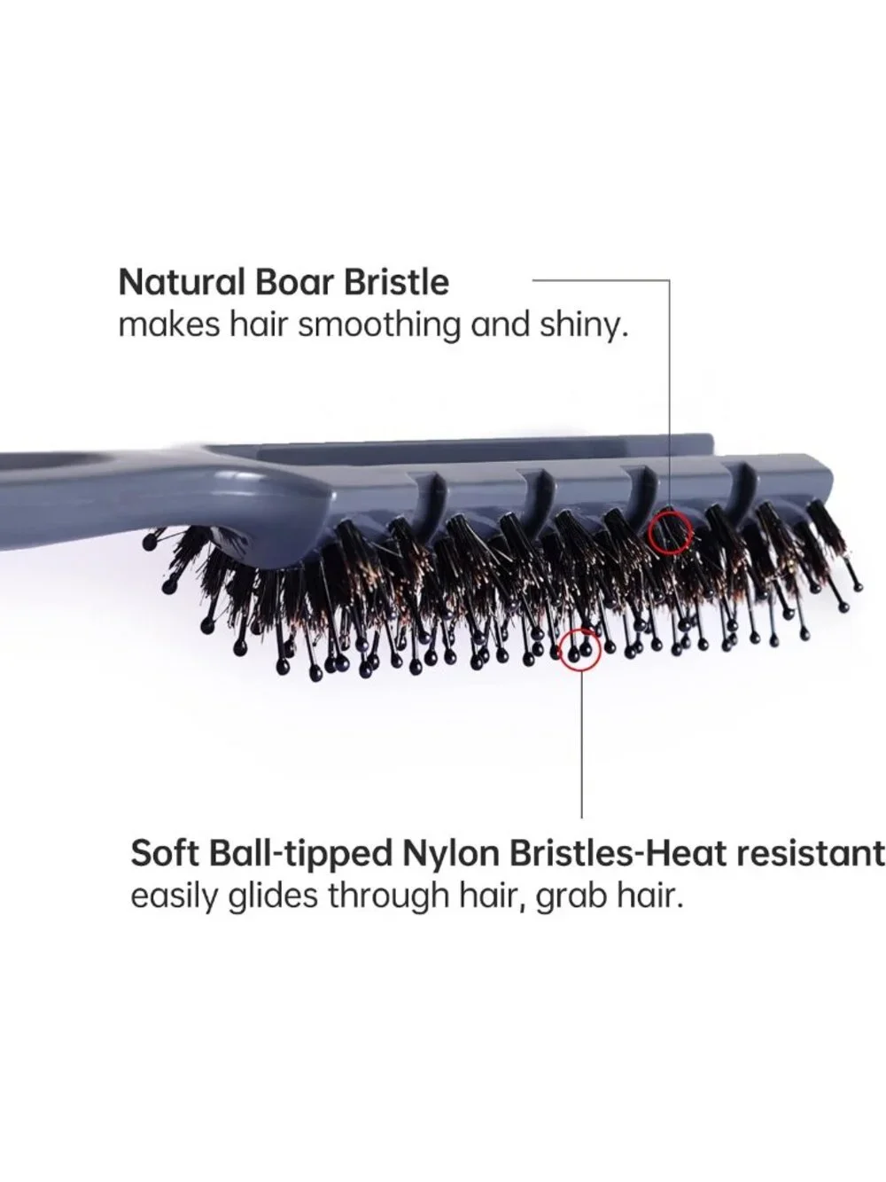 Vented Boar Bristle Hair Brush for All Hair Types - Quick Drying, Curly